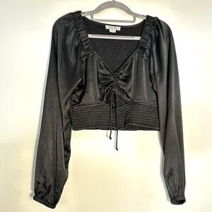 American Eagle Satin Cropped Blouse